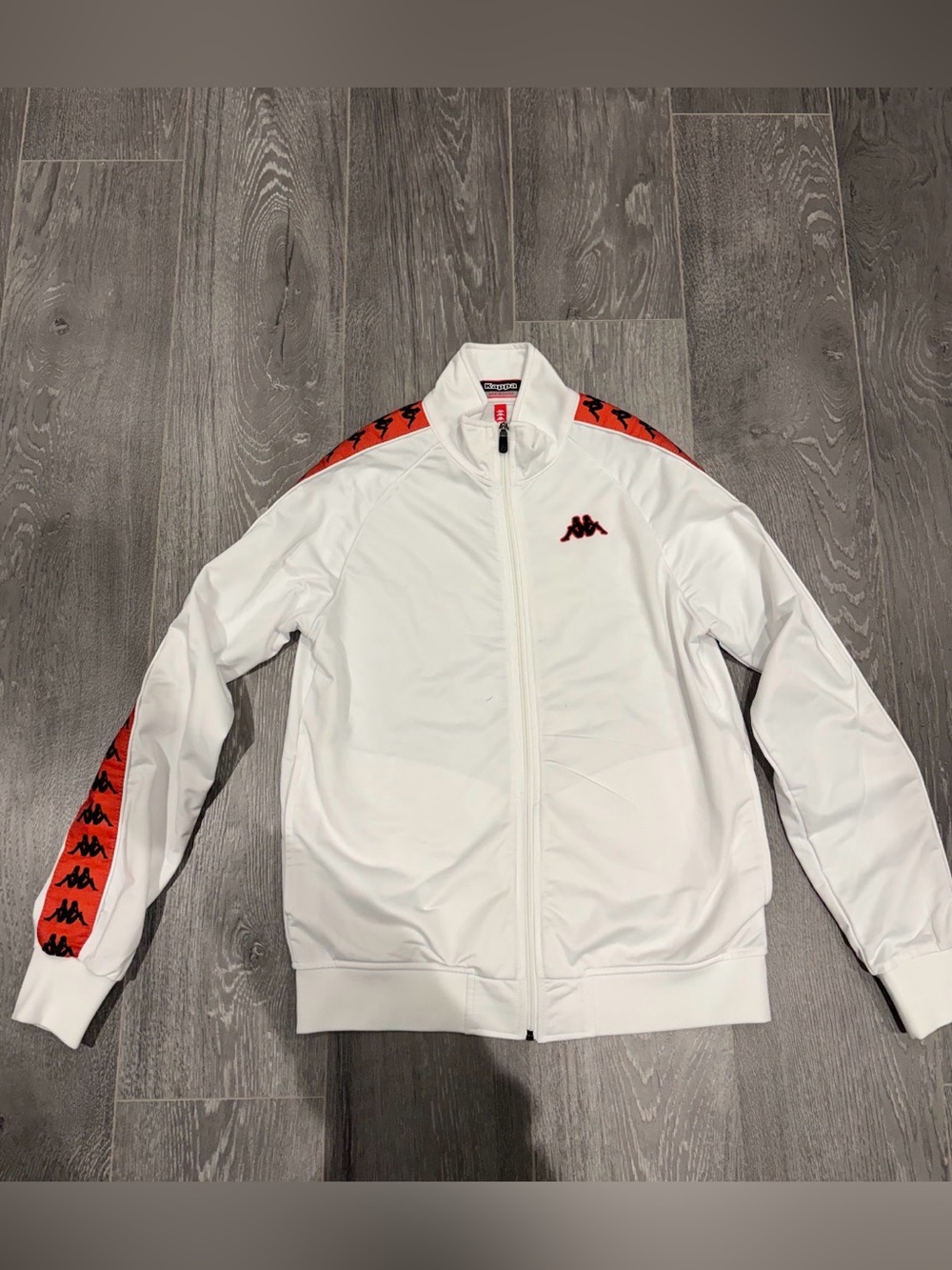 Kappa White Track Jacket with Red Logo Tape